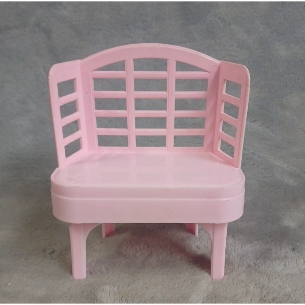 Vtg Barbie Pink‎ Plastic Bench Settee 2002 Dollhouse Furniture 16961-2569-11